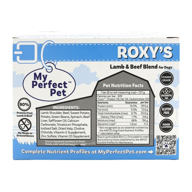 MY PERFECT PET Gently Cooked Dog Food  Grain Free Roxy's Lamb and Beef