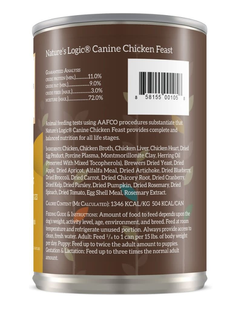 NATURE'S LOGIC Chicken Canned Dog Food CASE 12/13.2oz
