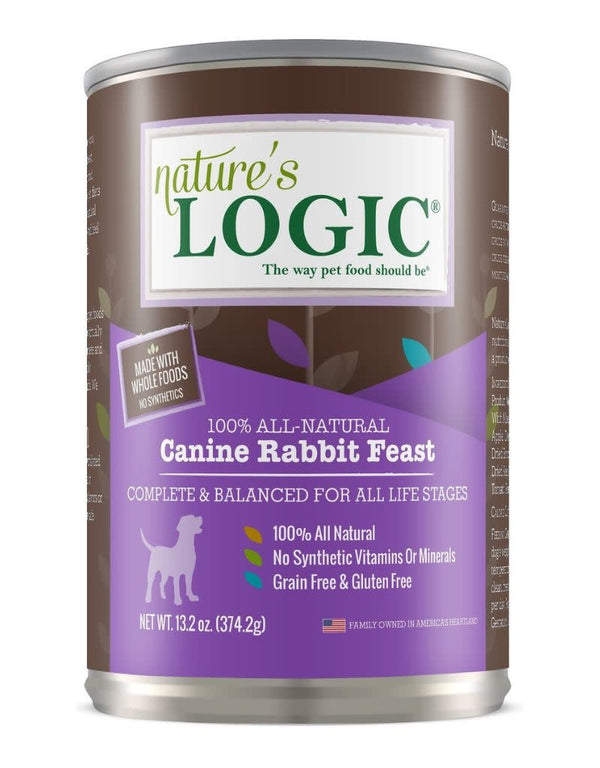 NATURE'S LOGIC Rabbit Canned Dog Food CASE 12/13.2oz