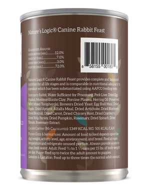 NATURE'S LOGIC Rabbit Canned Dog Food CASE 12/13.2oz