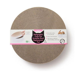 NECOICHI Bowl-Shaped Cozy Cat Scratcher Replacement Pad 2pk White