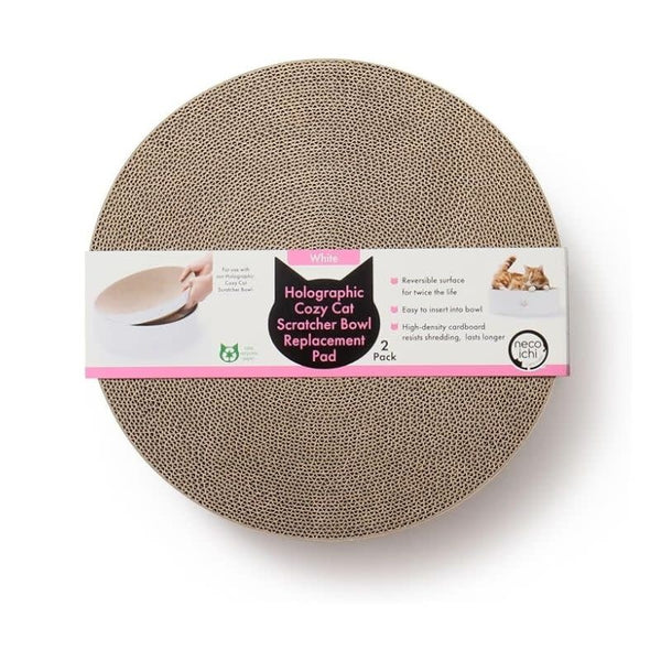 NECOICHI Bowl-Shaped Cozy Cat Scratcher Replacement Pad 2pk White