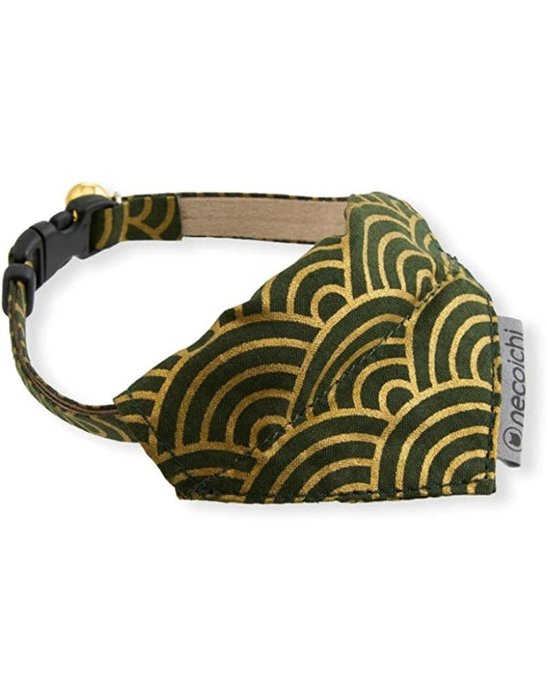 NECOICHI Cat Bandana Collar Gilded Wave Green