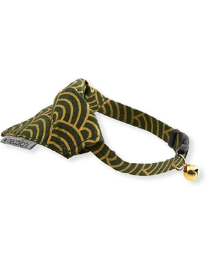 NECOICHI Cat Bandana Collar Gilded Wave Green
