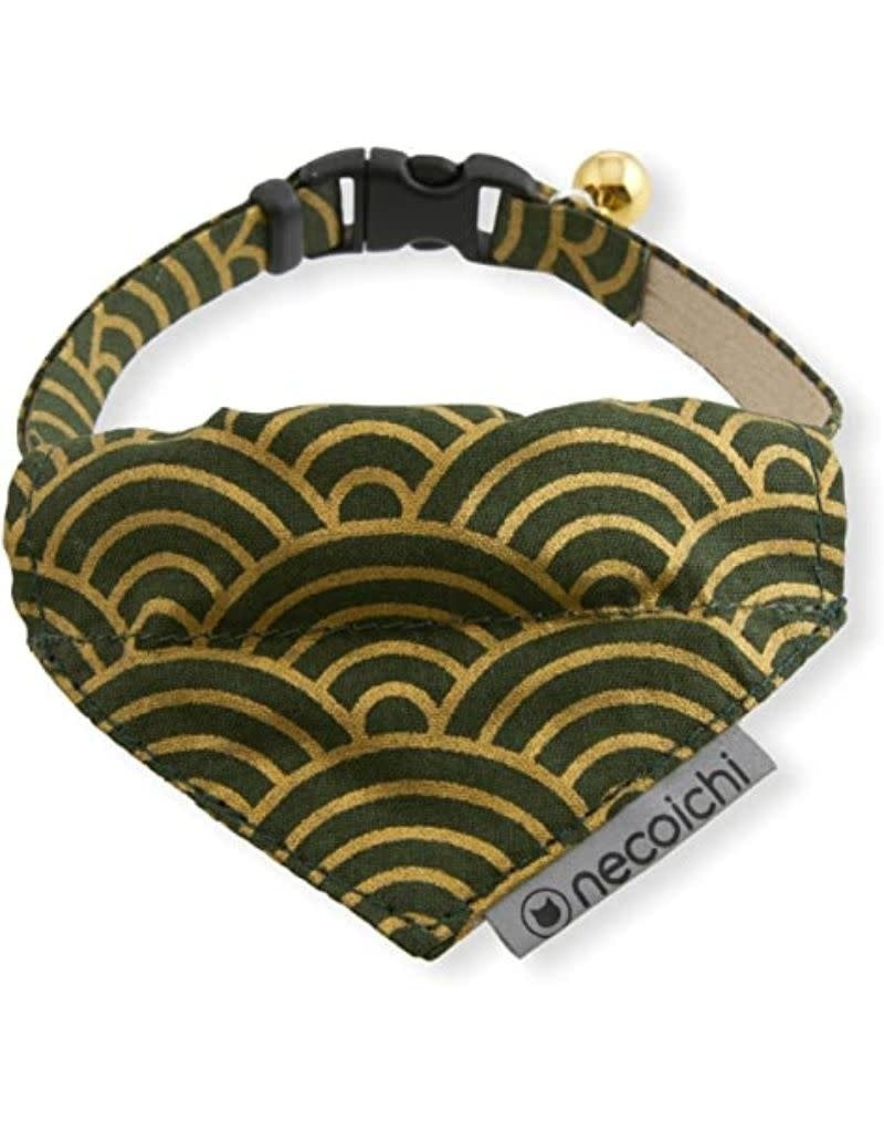 NECOICHI Cat Bandana Collar Gilded Wave Green