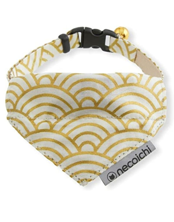NECOICHI Cat Bandana Collar Gilded Wave White