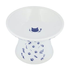 NECOICHI Extra Wide Raised Cat Food Bowl Nordic Blue