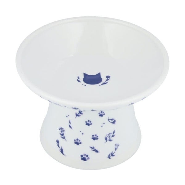 NECOICHI Extra Wide Raised Cat Food Bowl Nordic Blue