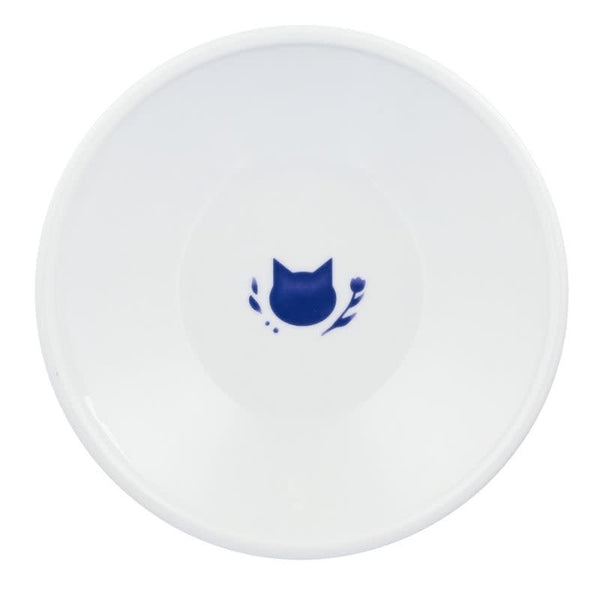 NECOICHI Extra Wide Raised Cat Food Bowl Nordic Blue