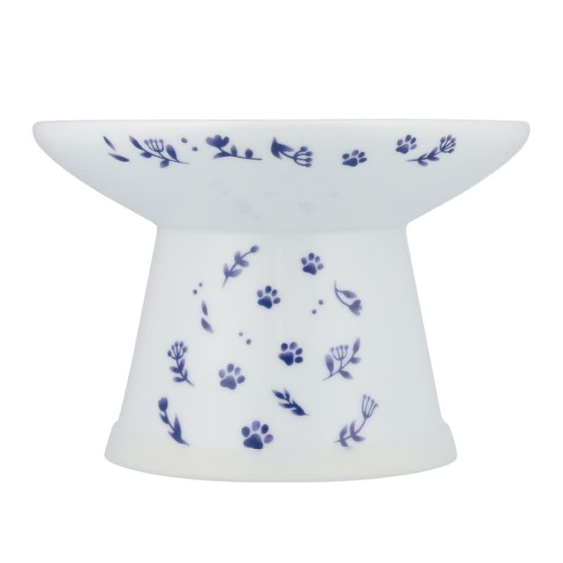 NECOICHI Extra Wide Raised Cat Food Bowl Nordic Blue