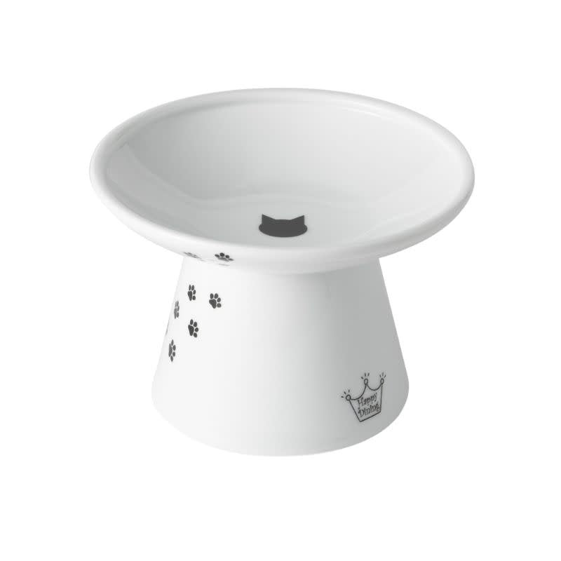 NECOICHI Extra Wide Raised Cat Food Bowl with Cat Design