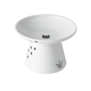 NECOICHI Extra Wide Raised Cat Food Bowl with Cat Design