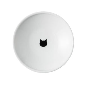 NECOICHI Extra Wide Raised Cat Food Bowl with Cat Design