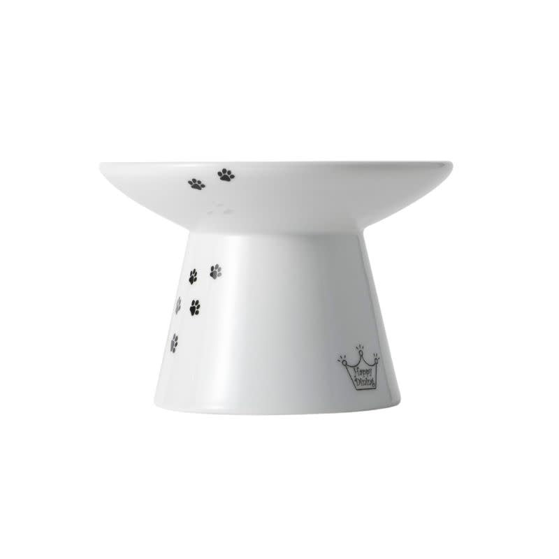 NECOICHI Extra Wide Raised Cat Food Bowl with Cat Design