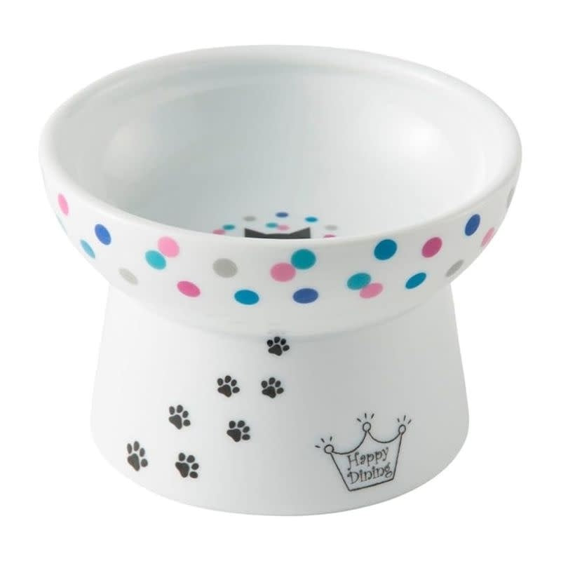 NECOICHI Extra Wide Raised Cat Food Bowl with Dots Limited Edition