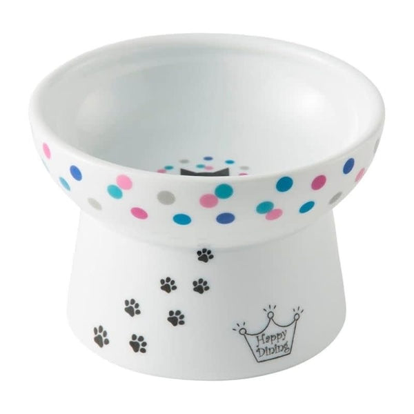 NECOICHI Extra Wide Raised Cat Food Bowl with Dots Limited Edition