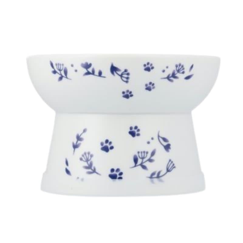 NECOICHI Raised Cat Food Bowl Nordic Blue