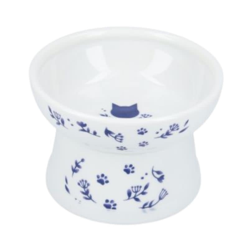 NECOICHI Raised Cat Food Bowl Nordic Blue