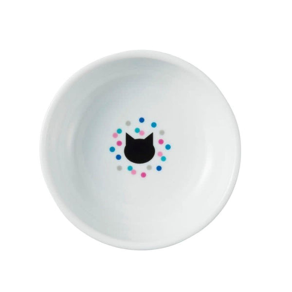 NECOICHI Raised Cat Food Bowl with Colorful Dots