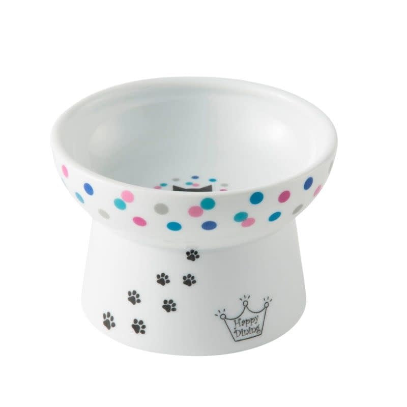 NECOICHI Raised Cat Food Bowl with Colorful Dots