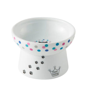 NECOICHI Raised Cat Food Bowl with Colorful Dots