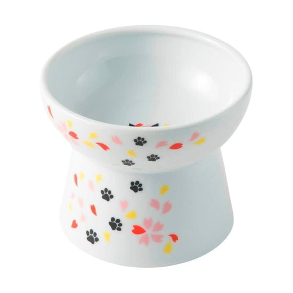 NECOICHI Raised Cat Food Bowl with Sakura Design