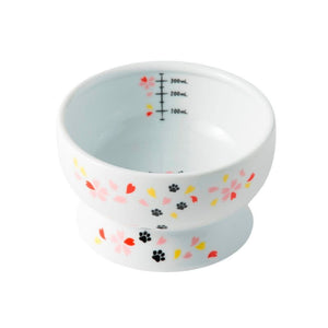 NECOICHI Raised Cat Water Bowl with Sakura Design