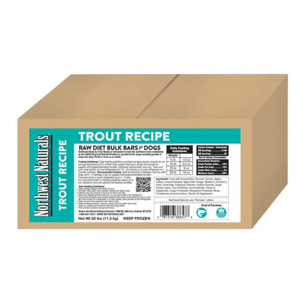 NORTHWEST NATURALS Frozen Raw Trout Dog Food  25lb Bulk