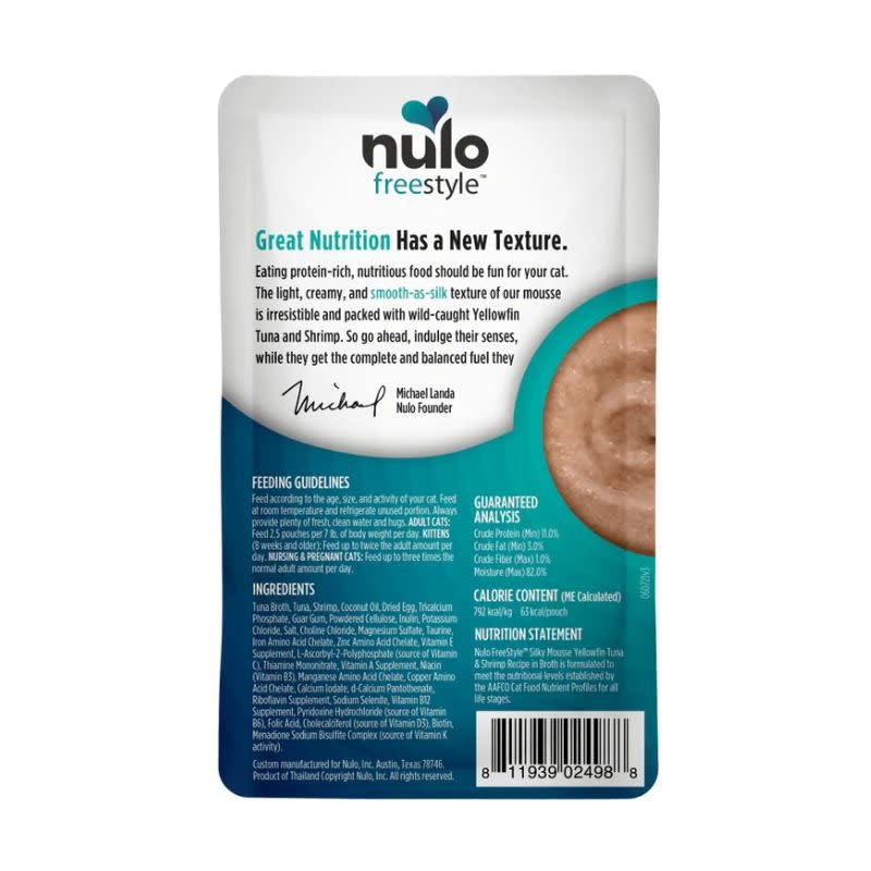 NULO Freestyle Wet Cat Food Grain Free Tuna and Shrimp Mousse 2.8OZ