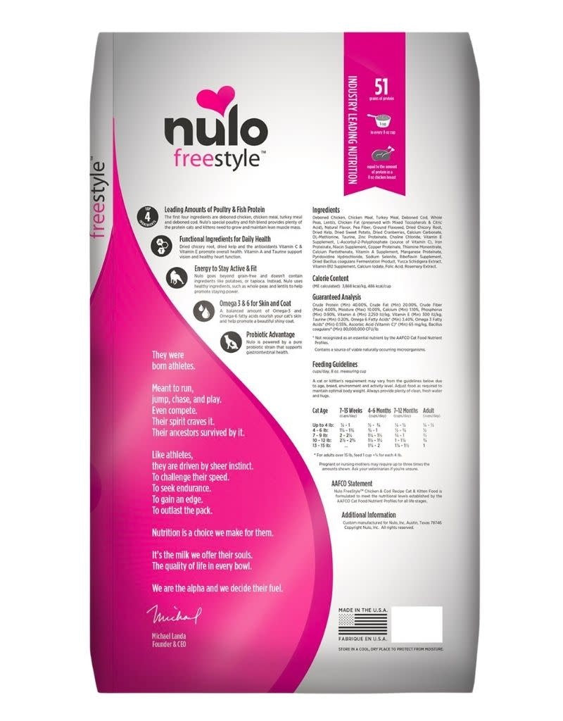NULO Freestyle Cat and Kitten Grain Free Chicken & Cod Dry Cat Food