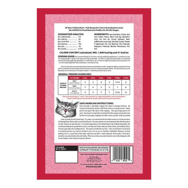 OC RAW Cat Frozen Beef & Fish Patties 2 LB