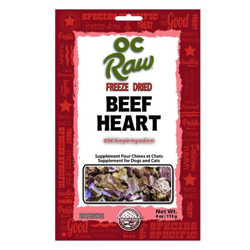 OC RAW Freeze Dried Beef Hearts 4OZ