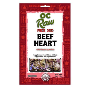 OC RAW Freeze Dried Beef Hearts 4OZ