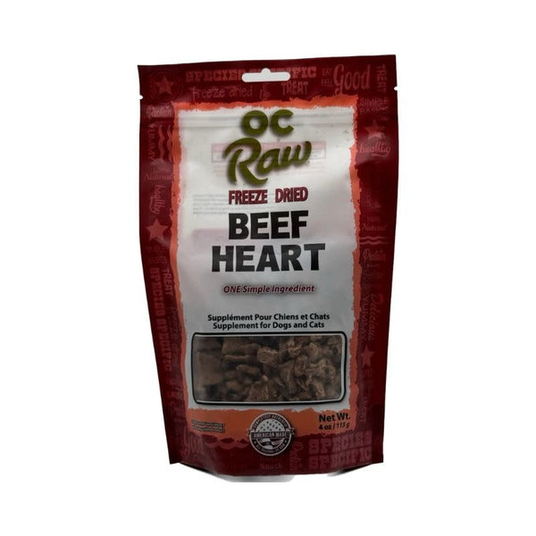 OC RAW Freeze Dried Beef Hearts 4OZ