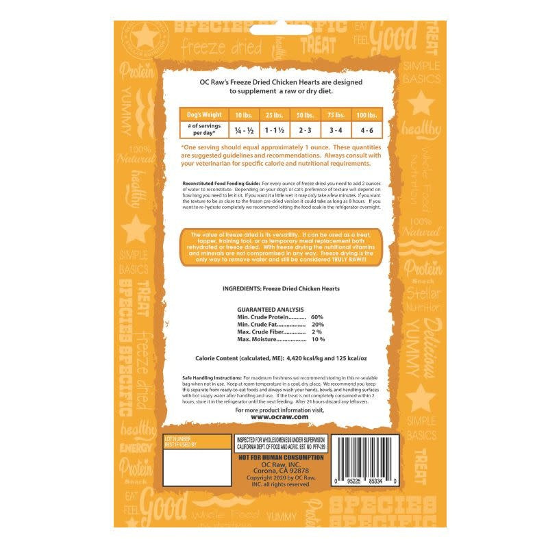 OC RAW Freeze Dried Chicken Hearts 4OZ
