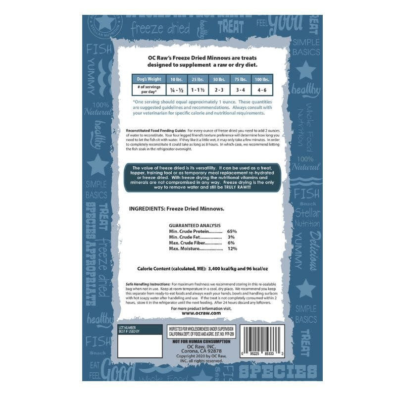 OC RAW Freeze Dried Minnows 3.2OZ