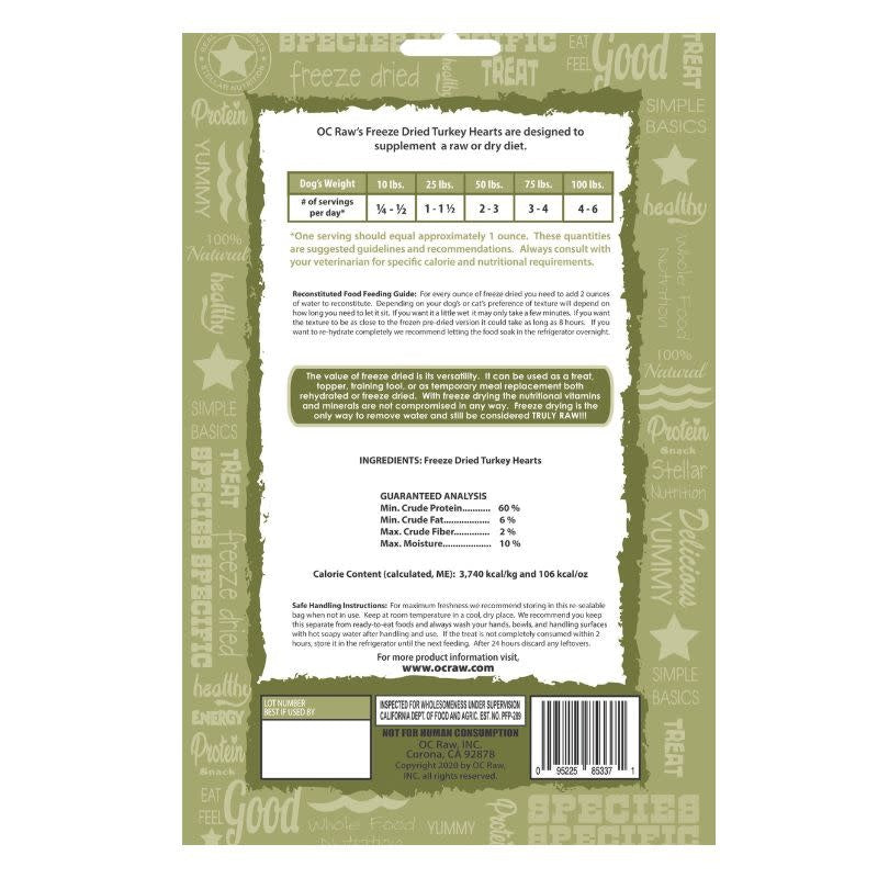 OC RAW Freeze Dried Turkey Hearts 4OZ