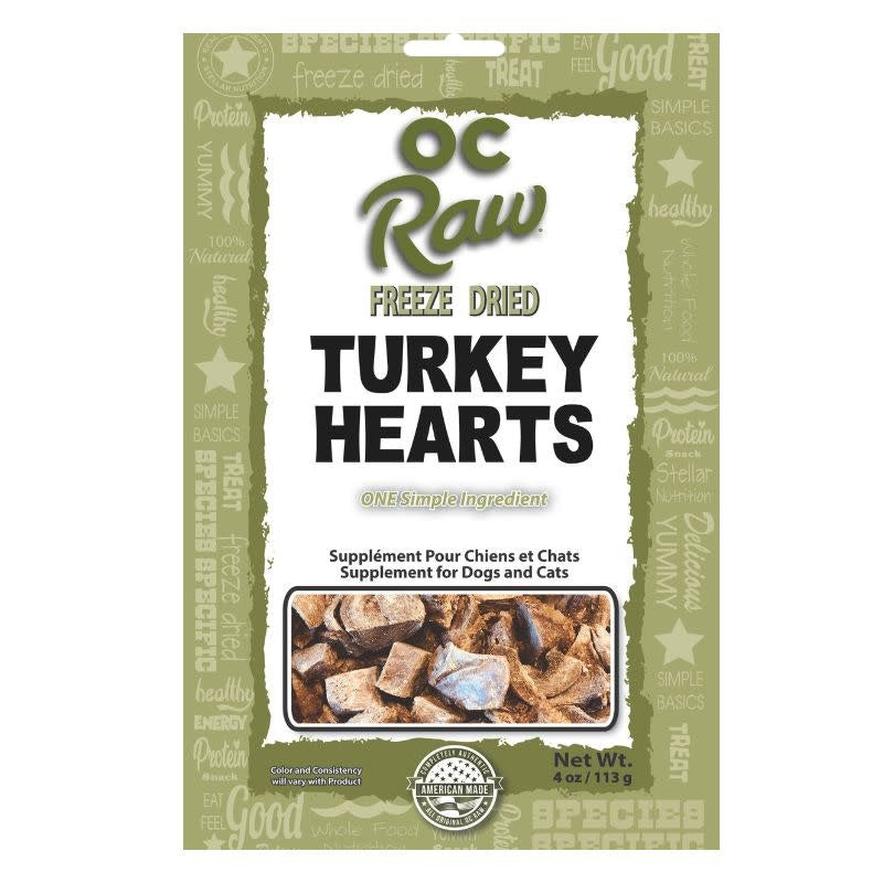 OC RAW Freeze Dried Turkey Hearts 4OZ