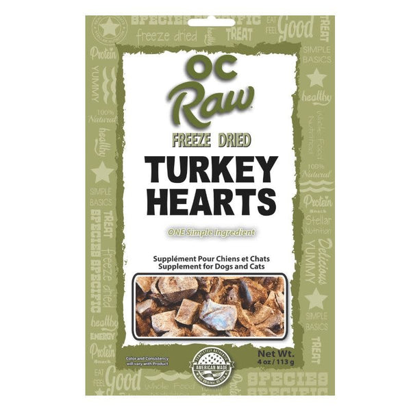 OC RAW Freeze Dried Turkey Hearts 4OZ