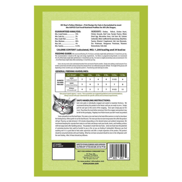 OC RAW Frozen Cat Chicken & Fish Patties 2 LB