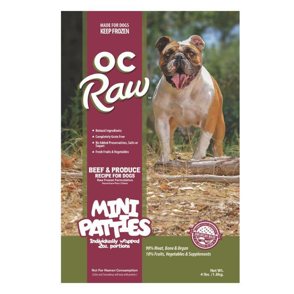 OC RAW Frozen Dog Beef & Produce Recipe 4 LB