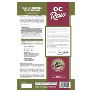 OC RAW Frozen Dog Beef & Produce Recipe 6LB