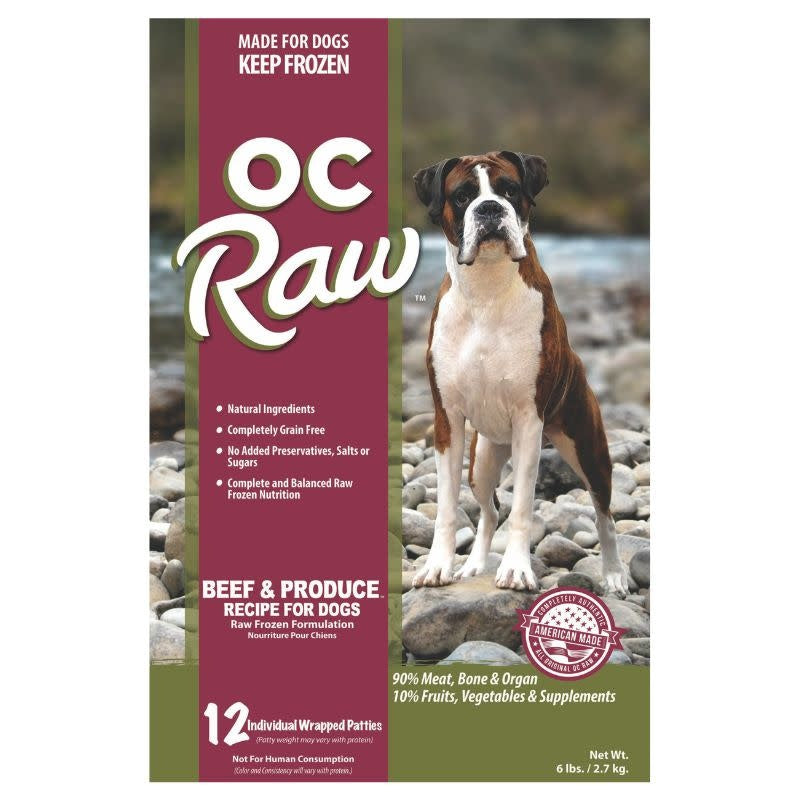 OC RAW Frozen Dog Beef & Produce Recipe 6LB