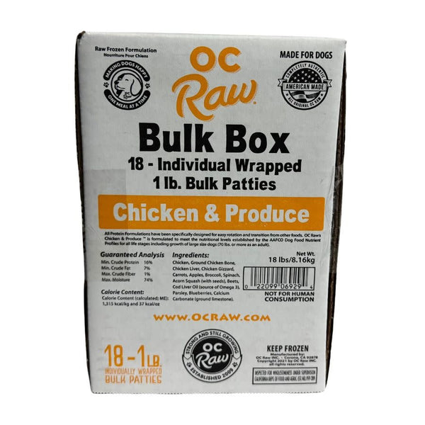 OC RAW Frozen Dog Chicken & Produce Recipe