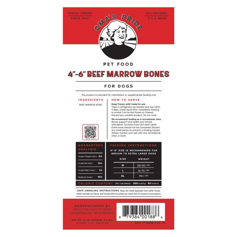 OMA'S PRIDE Frozen Dog Bone Marrow Large