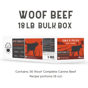 OMA'S PRIDE Frozen Dog Food Woof Complete Beef 18 LB