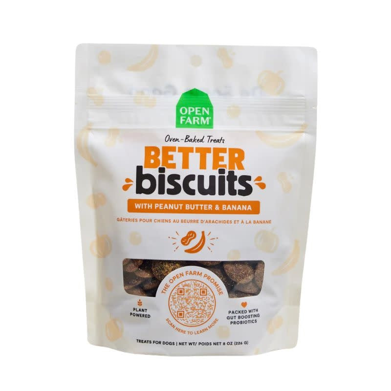 OPEN FARM Better Biscuits Peanut Butter & Banana Recipe 8OZ