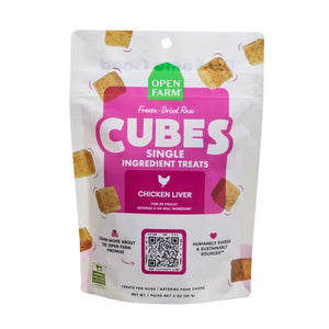 OPEN FARM Dog Freeze-Dried Treat Cubes Chicken Liver 3OZ