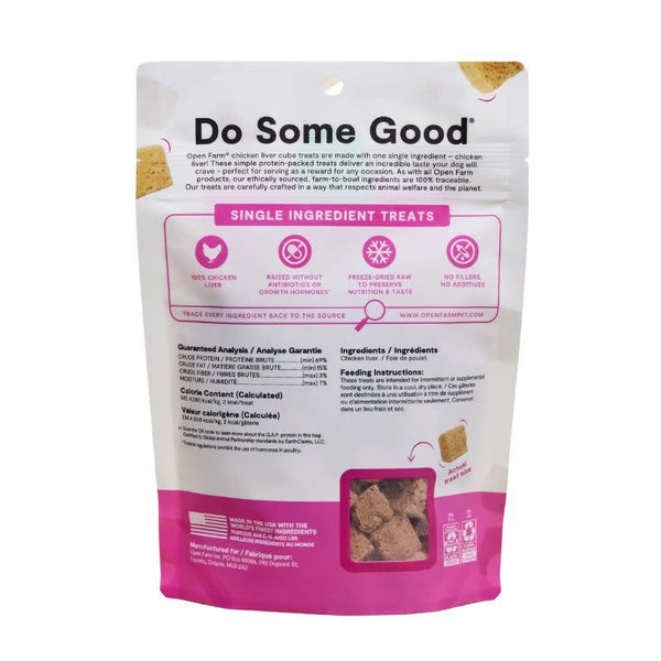 OPEN FARM Dog Freeze-Dried Treat Cubes Chicken Liver 3OZ