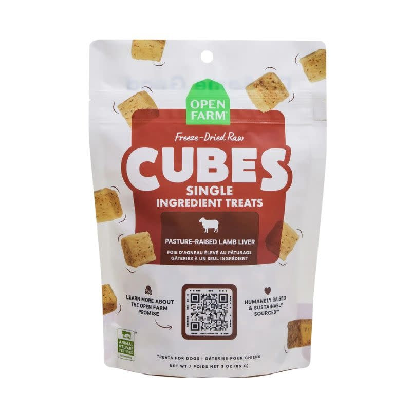 OPEN FARM Dog Freeze-Dried Treat Cubes Lamb Liver 3OZ